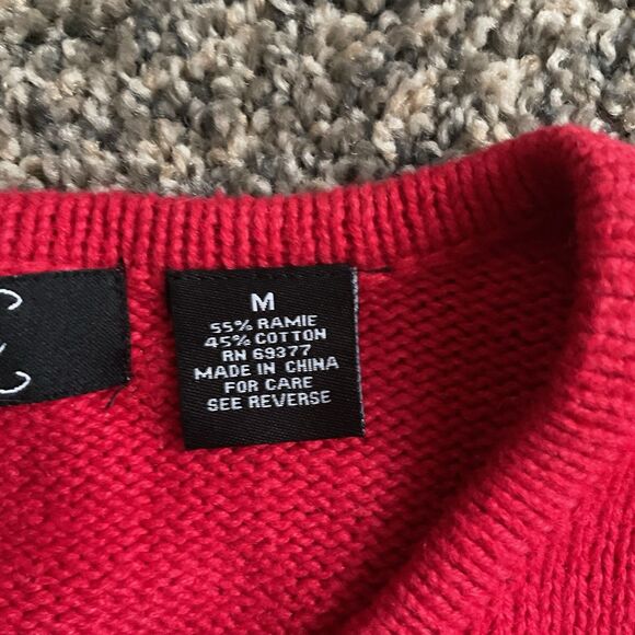 Crystal-Kobe Women's Red Christmas Cardigan Sweater Snowmen Design Size Medium - Picture 6 of 6